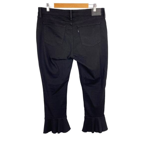 Levi's 711 Black Skinny Ankle Crop Ruffle Flare Hem Stretch Jeans Size 33 - Picture 11 of 16